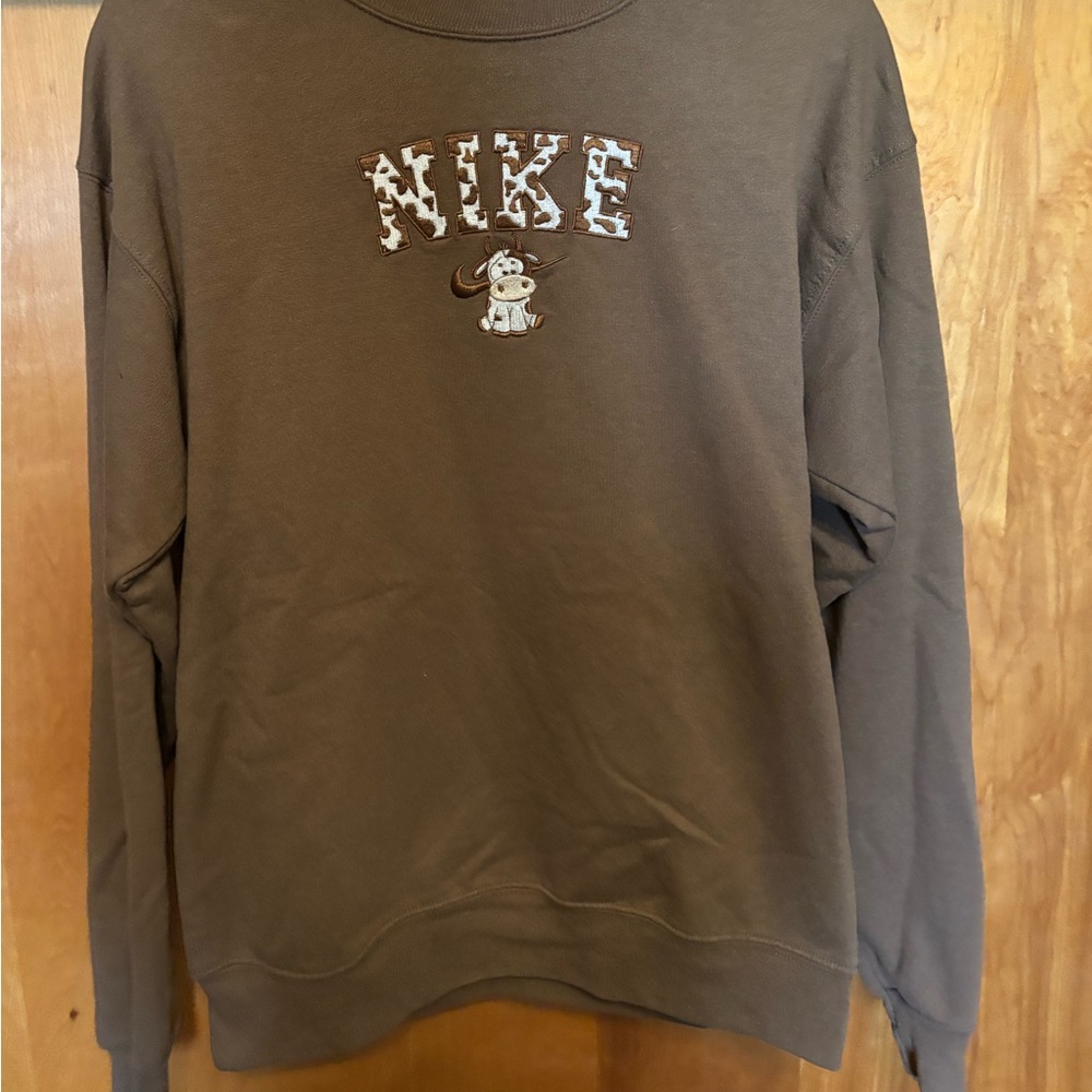 Nike Brown Crewneck Sweater with Logo